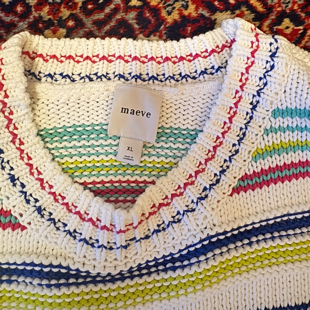 Maeve Multicolor Striped Crew Neck Sweater - Picture 4 of 6